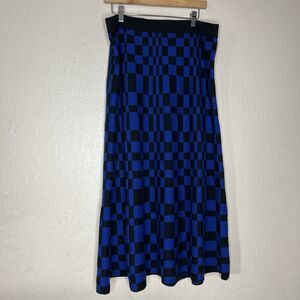 Future Collective X Kahlana Barfield Black Blue Midi Sweater Skirt Women Size 1X